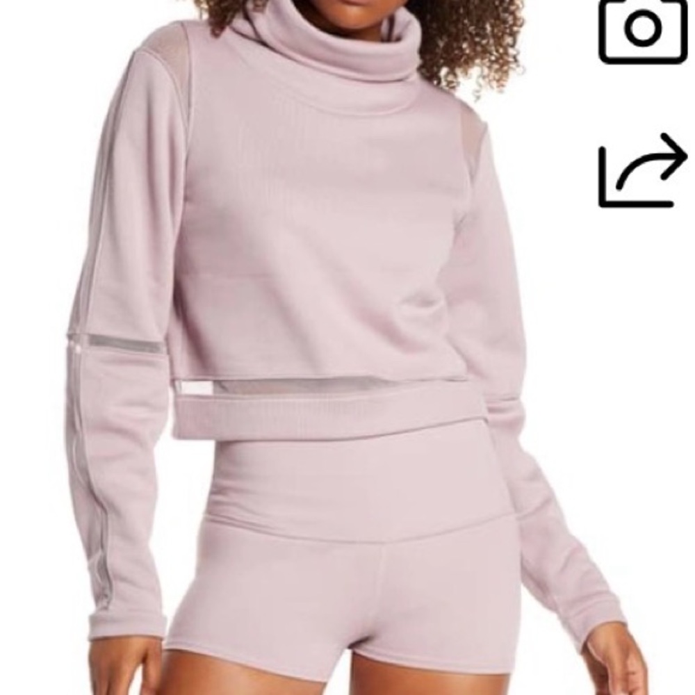Alo Yoga Advance Mesh-inset Fleece Sweater In Dusted Plum